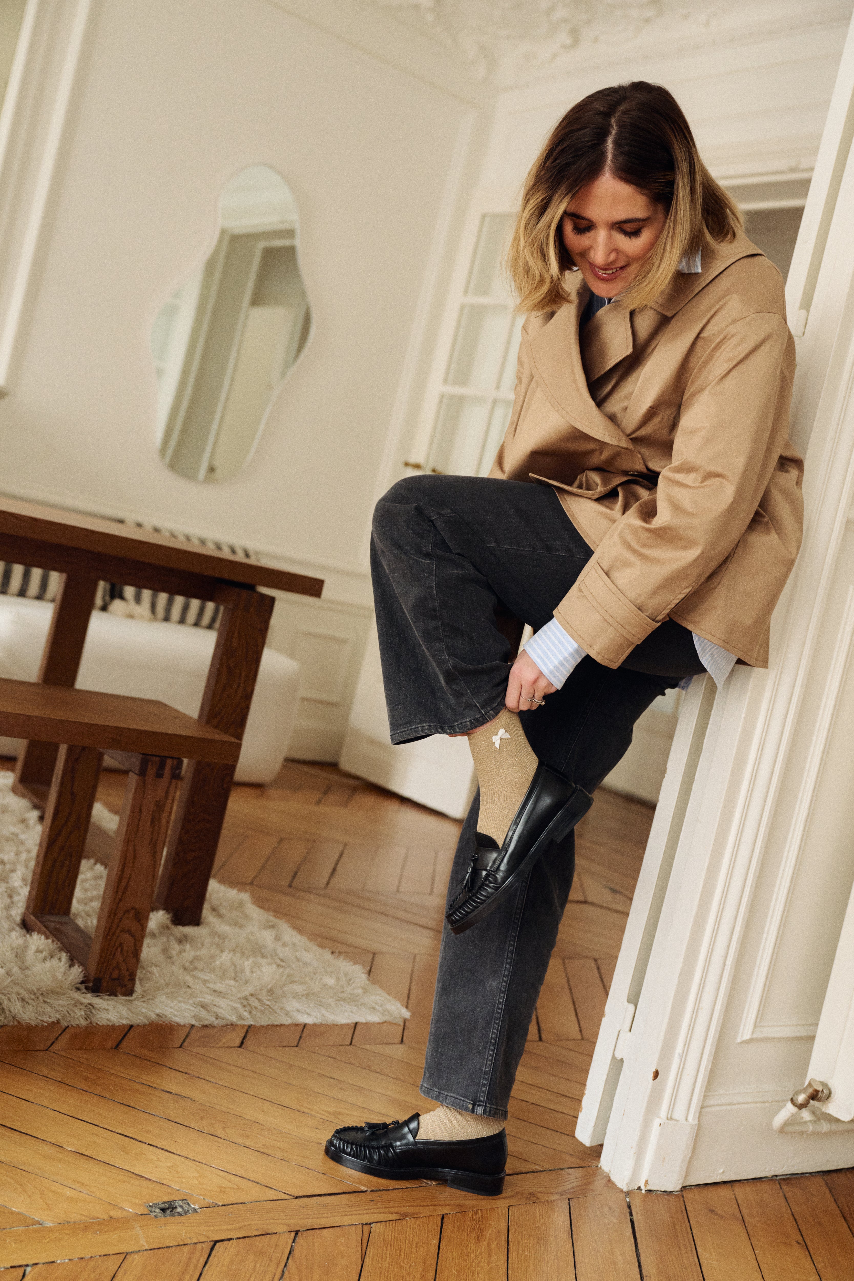 PAUEME I ACCESSOIRES I Chaussettes Cléa - Lurex beige