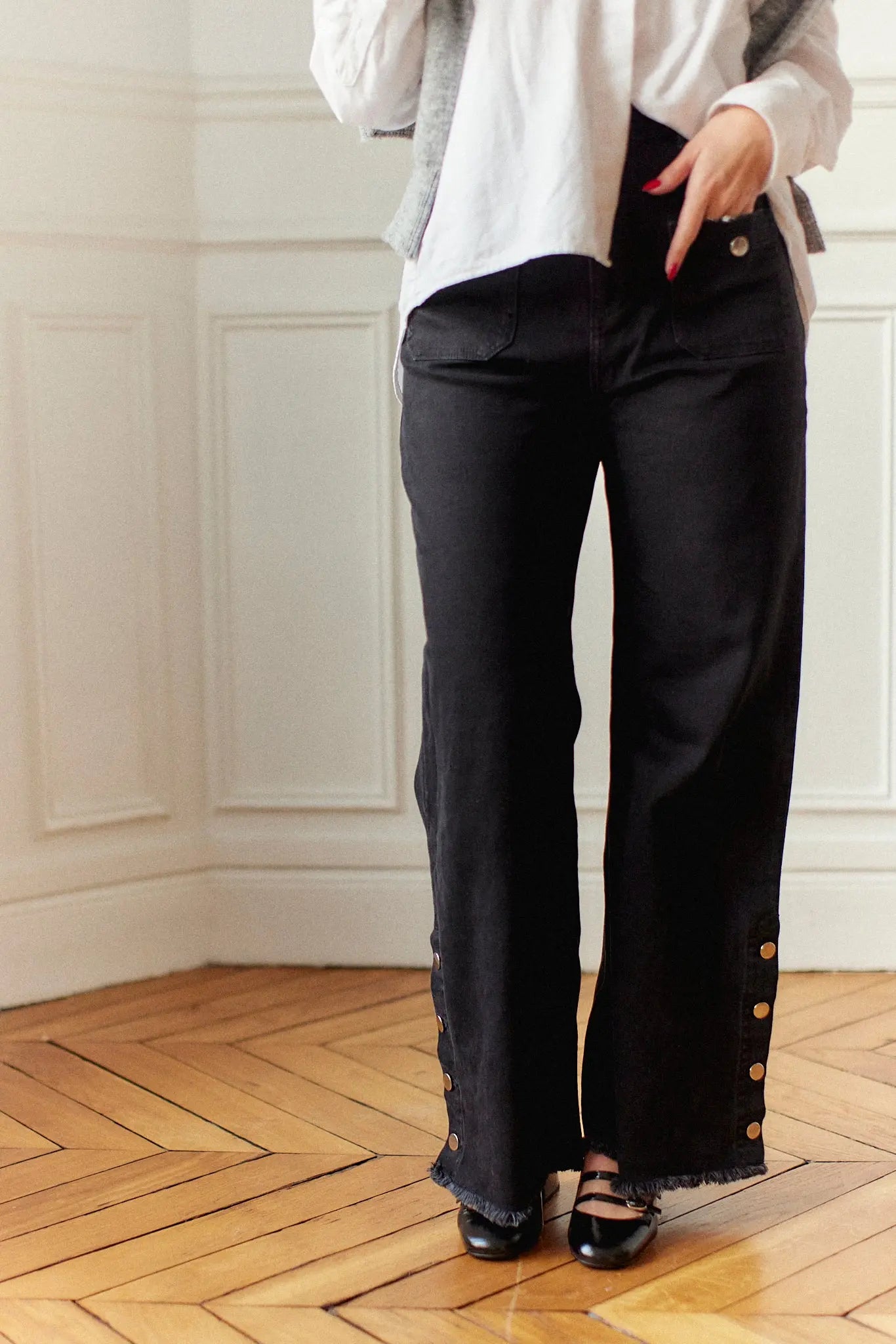 PAUEME I Jean Large I Jean à pressions Oliver - Black denim