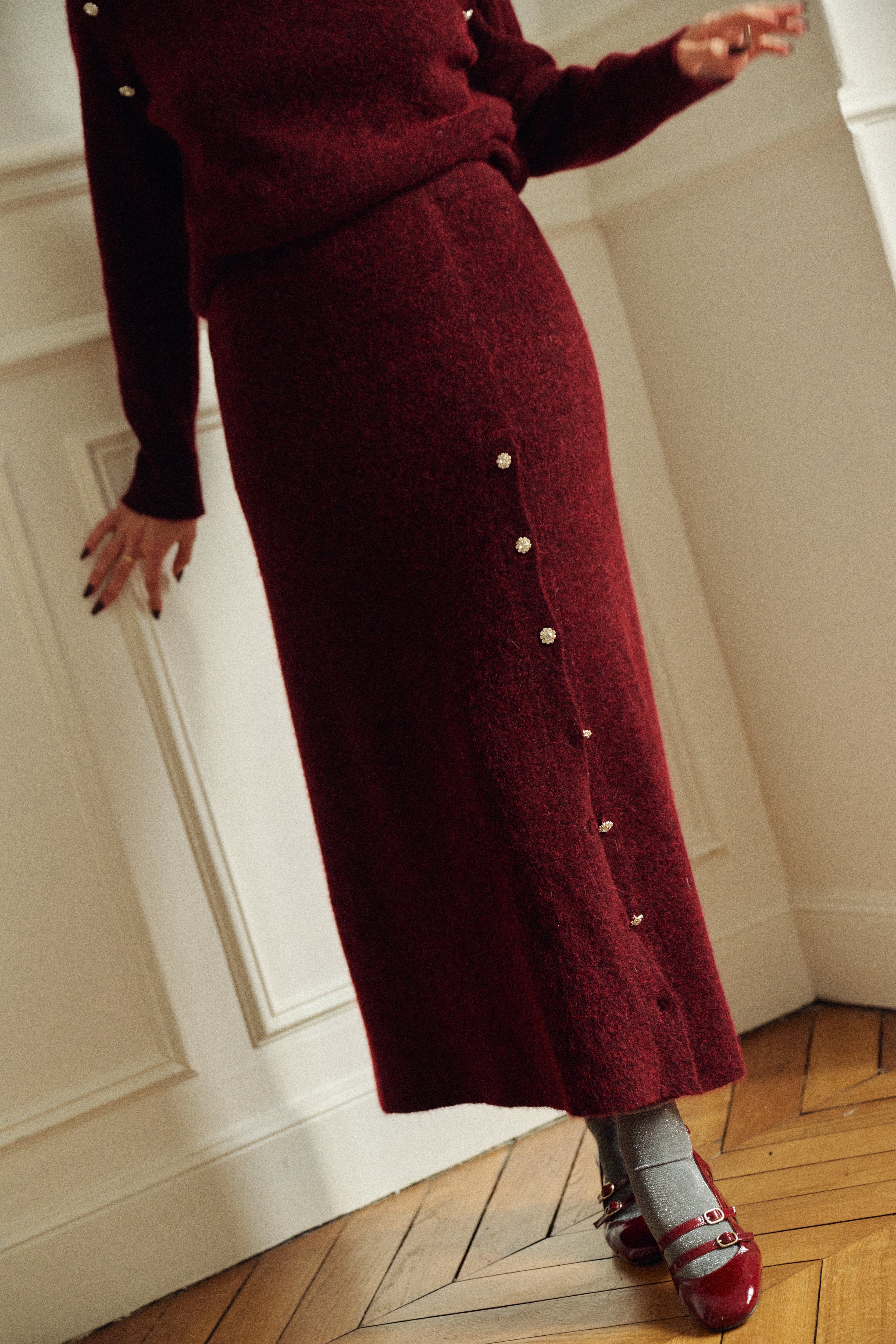 PAUEME I JUPE I Jupe longue maille Ninon - Bordeaux