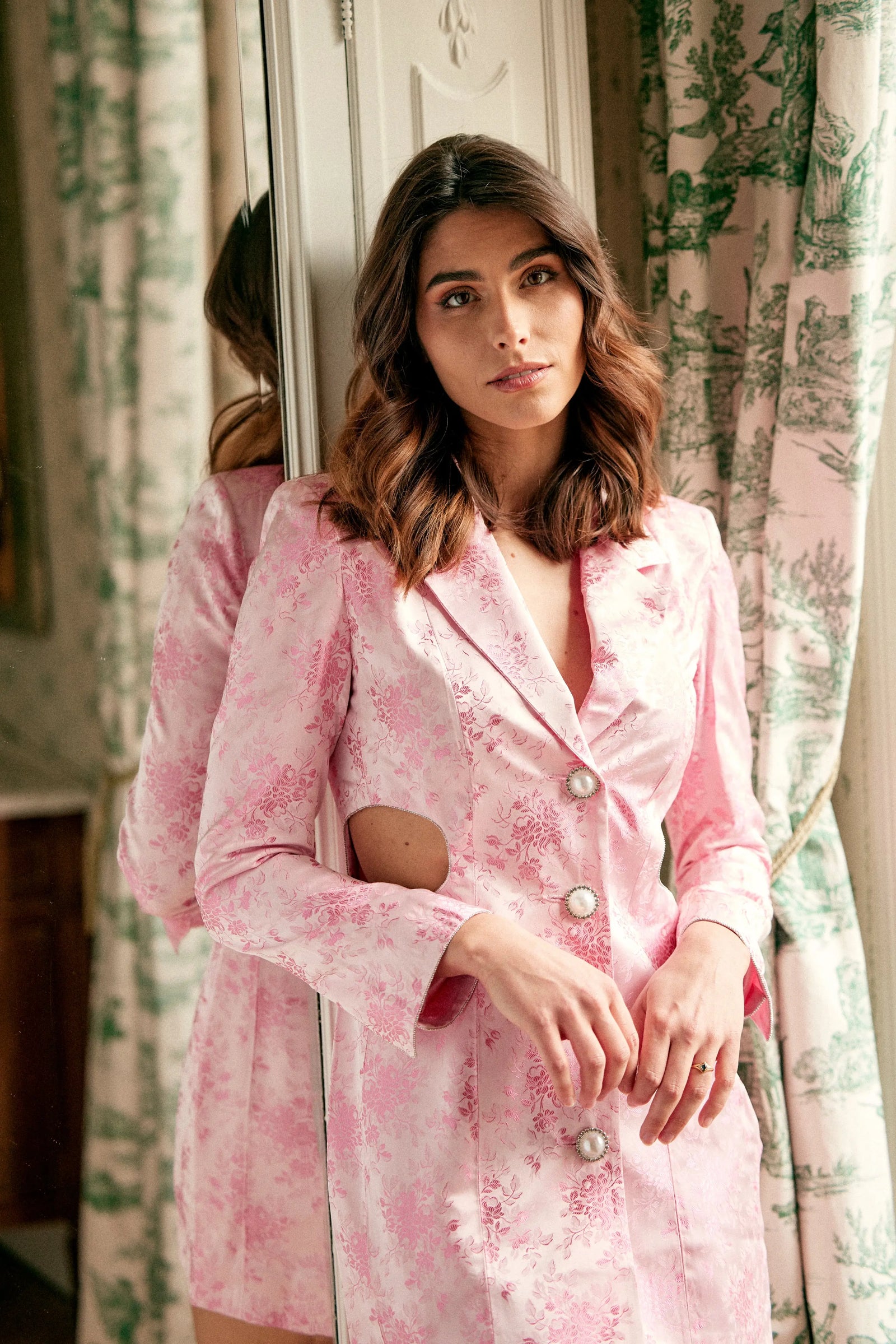 Shop PAUEME I Toutes les robes I Robe blazer MARINE Rose I paueme