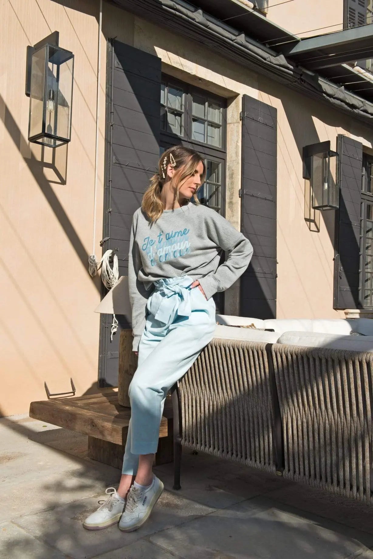 Sweat-shirt Oversize Femme à Épaules Dénudées - Manches Longues, Tissu Doux Polyester/Coton